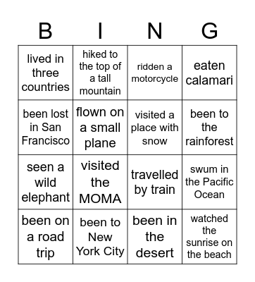 Find someone who has... Bingo Card