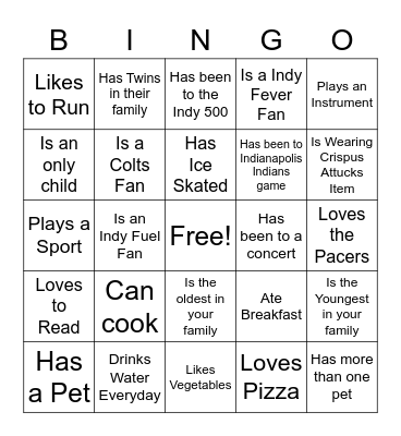 Ice Breaker Bingo Card