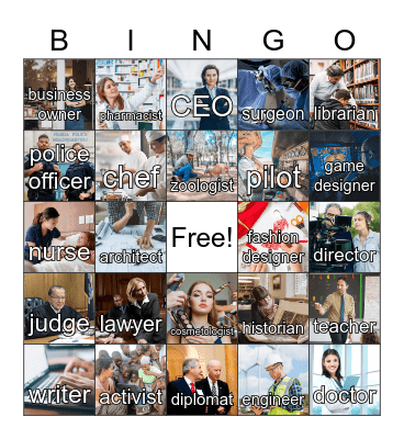 Grade 1 Career Bingo Card