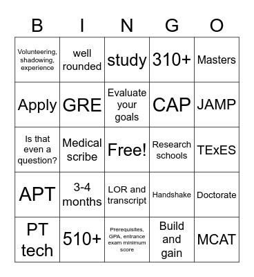 UNIV BINGO Card