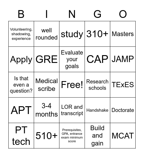 UNIV BINGO Card