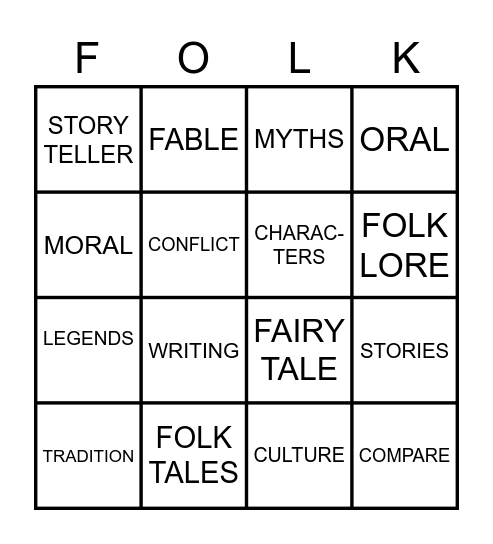 STORYTELLING Bingo Card