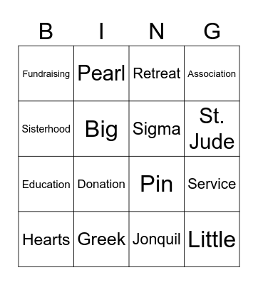Bingo for St. Jude Bingo Card
