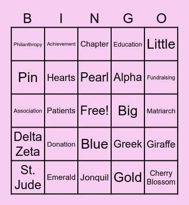 Bingo for St. Jude Bingo Card