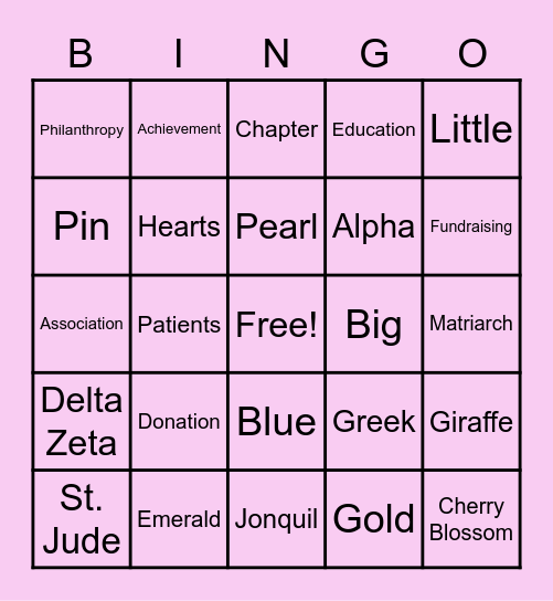 Bingo for St. Jude Bingo Card