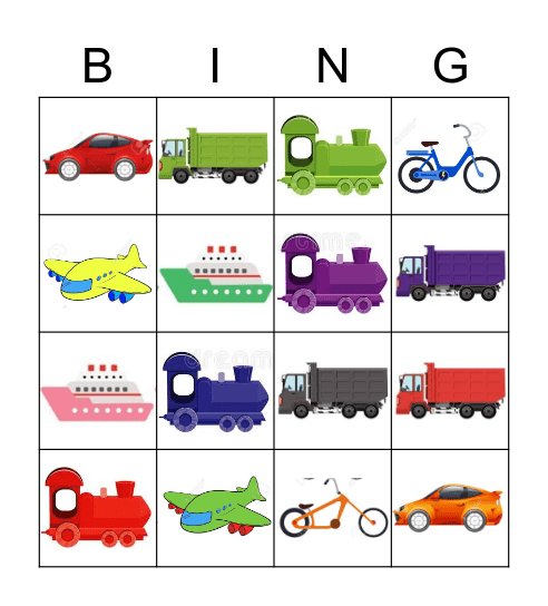 Vehicle Bingo Card