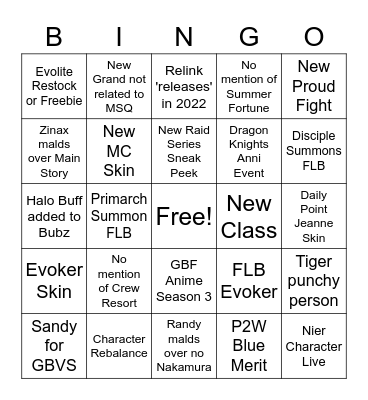 2021 Xmas Stream Bingo Card