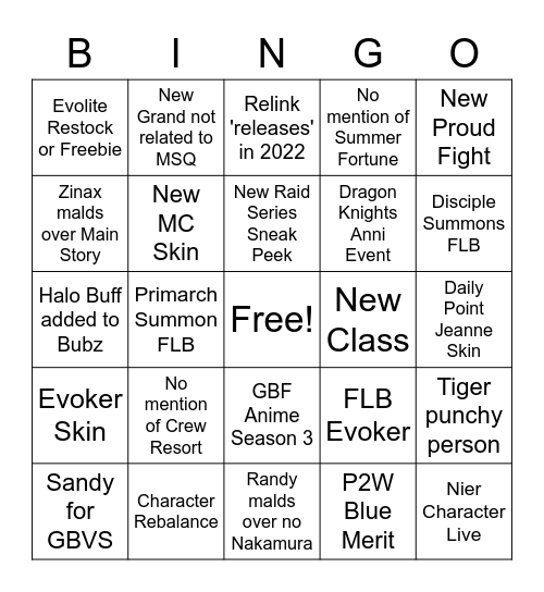 2021 Xmas Stream Bingo Card