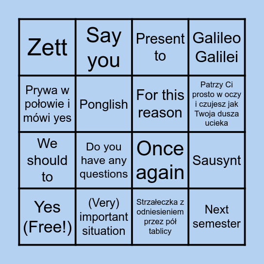 Tadek Bingo 2 Bingo Card