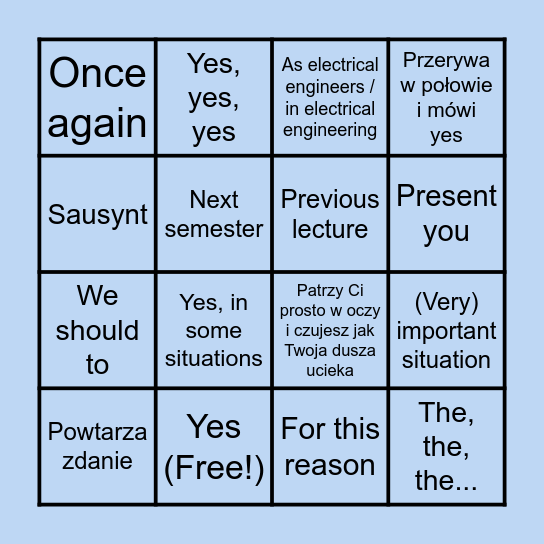 Tadek Bingo 2 Bingo Card