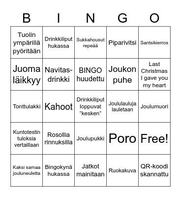 Pikkujoulubingo Card