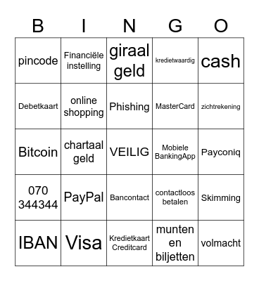 T1 level 4: betaalmiddelen Bingo Card