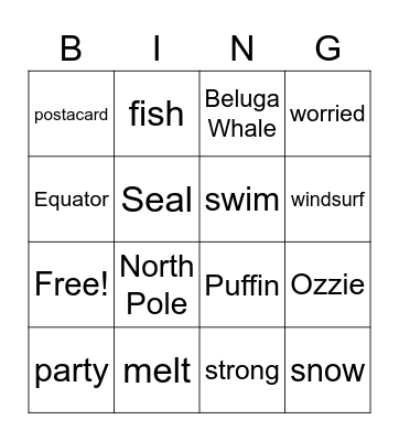 Ozzie and the Summer sun Bingo Card