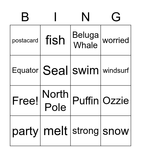 Ozzie and the Summer sun Bingo Card