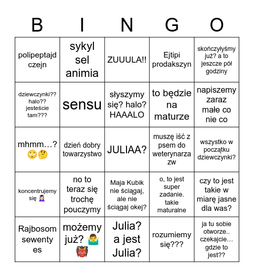 Gorczyca bingo Card