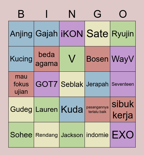 BONA Bingo Card