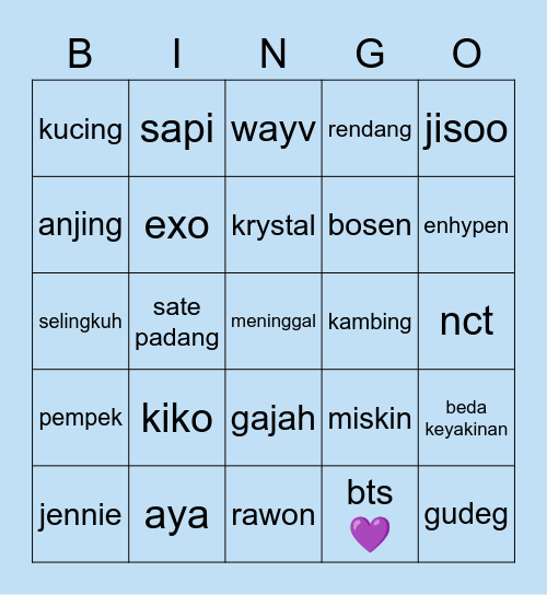 Eunwoo Bingo Card