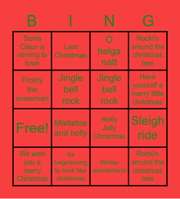 JULEMUSIKK Bingo Card