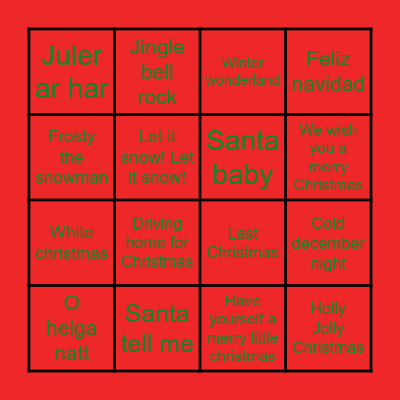 JULEMUSIKK BINGO Card