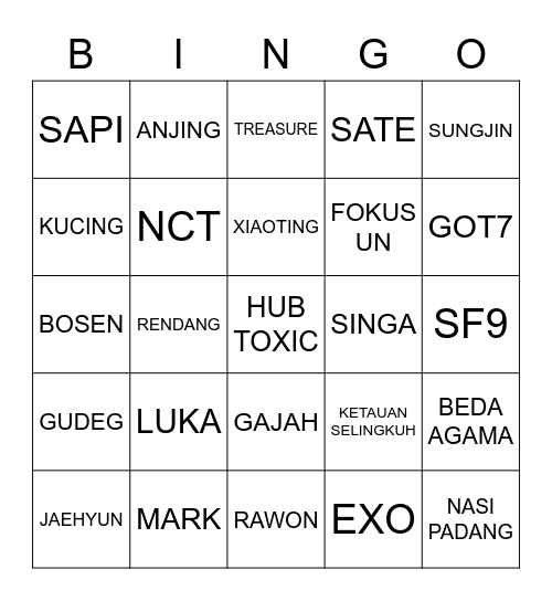 HENDERY Bingo Card