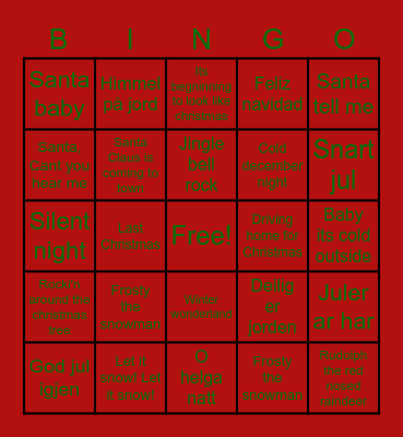 JULEMUSIKK BINGO Card