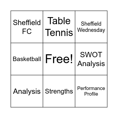 Practical Sports Application Bingo! Bingo Card