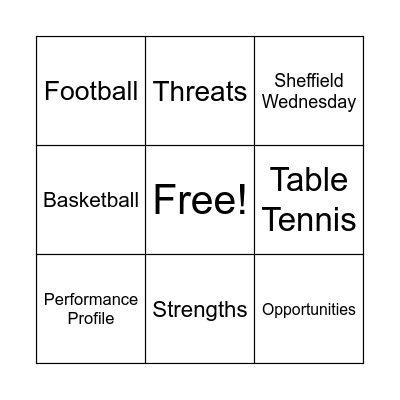 Practical Sports Application Bingo! Bingo Card