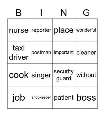 Engels Song 3 Bingo Card