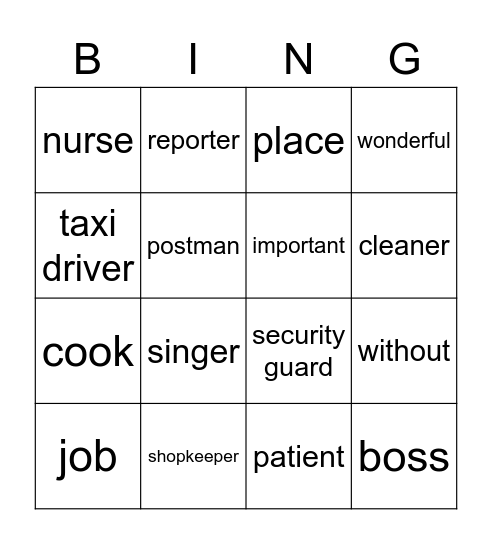 Engels Song 3 Bingo Card