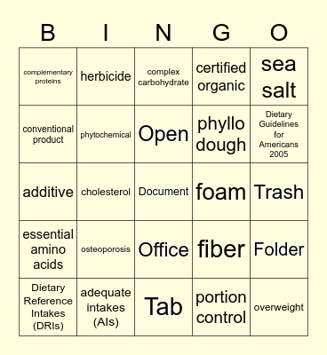 Google Docs Bingo Card