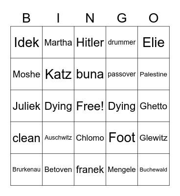 Night Bingo Card