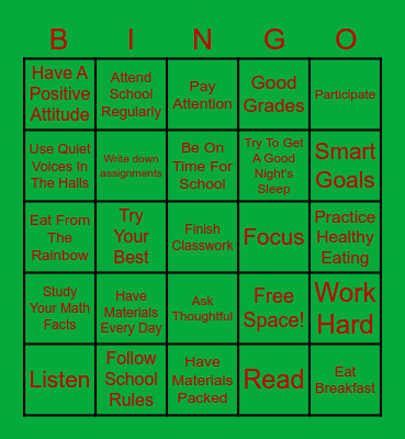 Values Education Bingo Card