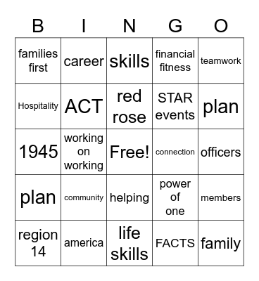 FCCLA Bingo Card