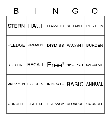 Midterm (units 1-4) Bingo Card