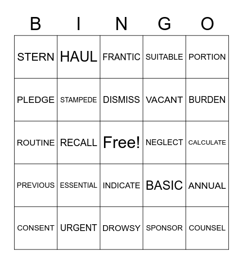 Midterm (units 1-4) Bingo Card