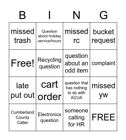 week 3 Bingo Card