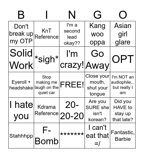 Sam Bingo Card