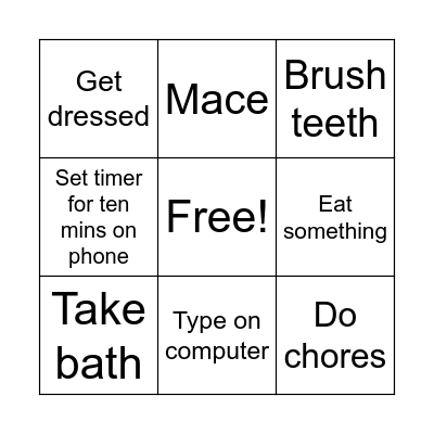 Morning routine for today Bingo Card