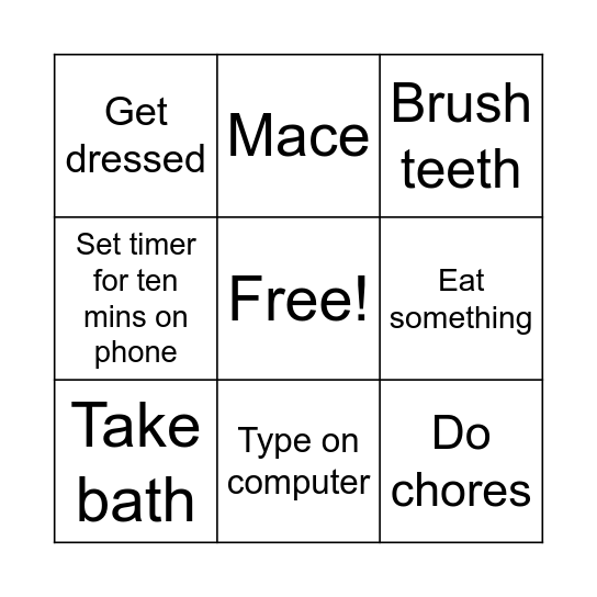 Morning routine for today Bingo Card