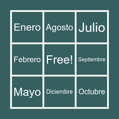 SPANISH MONTHS! Bingo Card