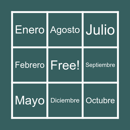SPANISH MONTHS! Bingo Card