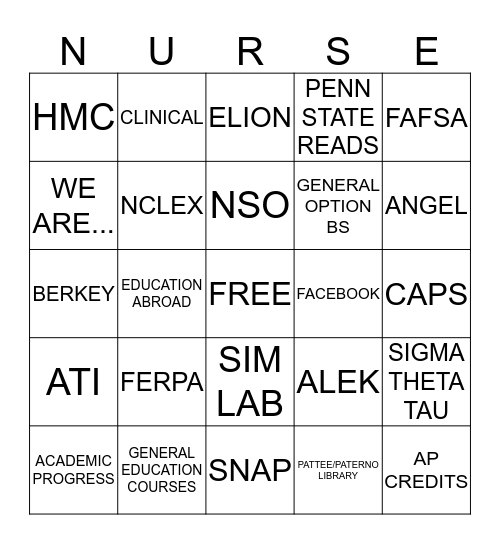 NSO BINGO Card