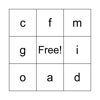 Alphabet Bingo Card