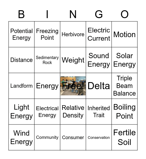 5th Science Bingo B Bingo Card