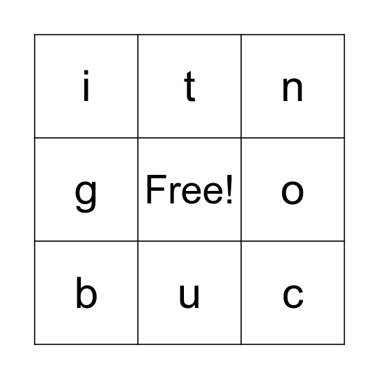 Alphabet Bingo Card