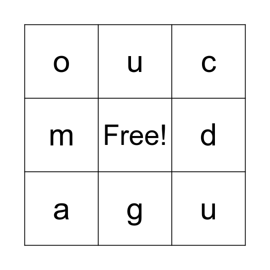 Alphabet Bingo Card