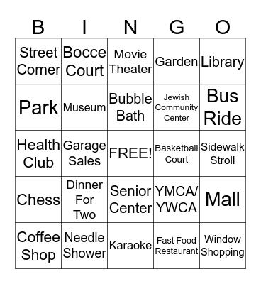 Rest & Relaxation Bingo Card