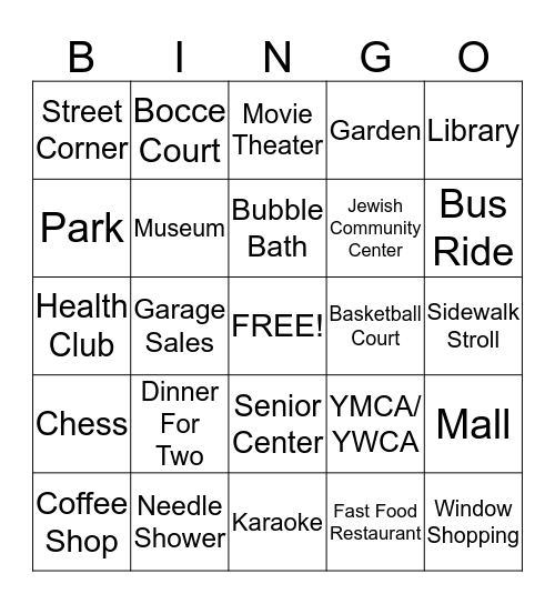 Rest & Relaxation Bingo Card