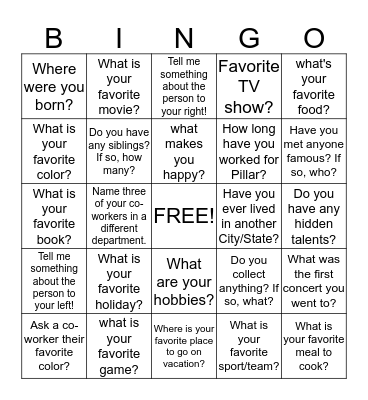 ALL ABOUT -YOU- BINGO! Bingo Card