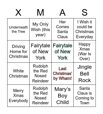 Christmas Music Bingo Card